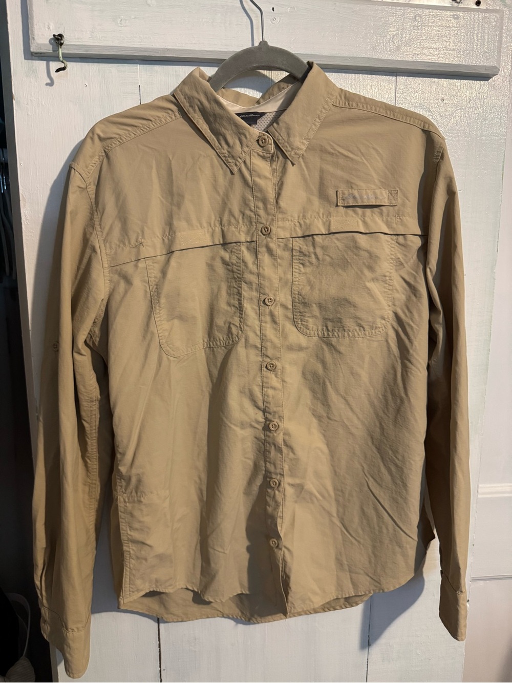 Eddie Bauer Men's Tan Lightweight Button-Up Shirt Jacket